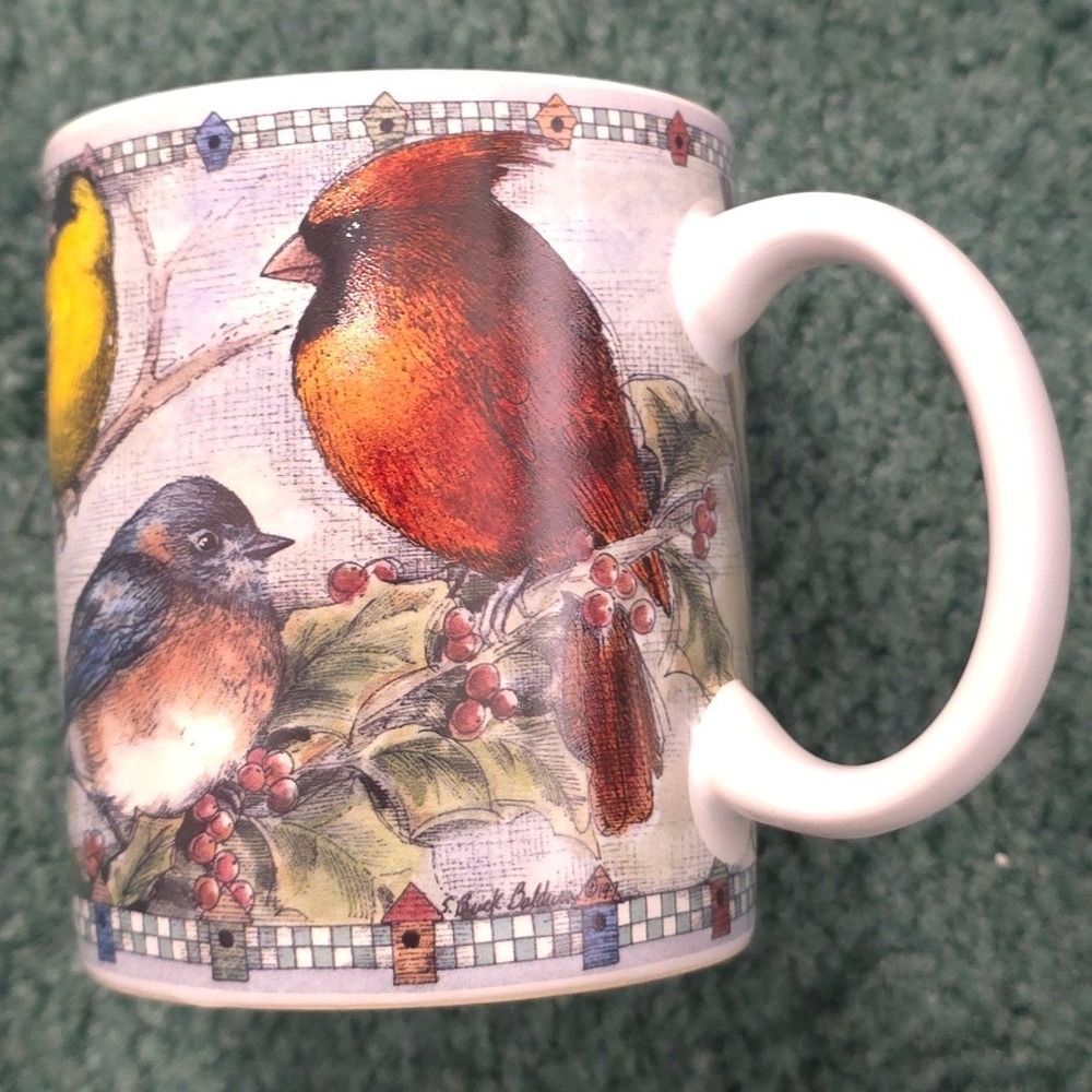 Lang and Wise Feathered Friends Bird Mug Sherri Buck Baldwin SBB 10 Vintage 1998